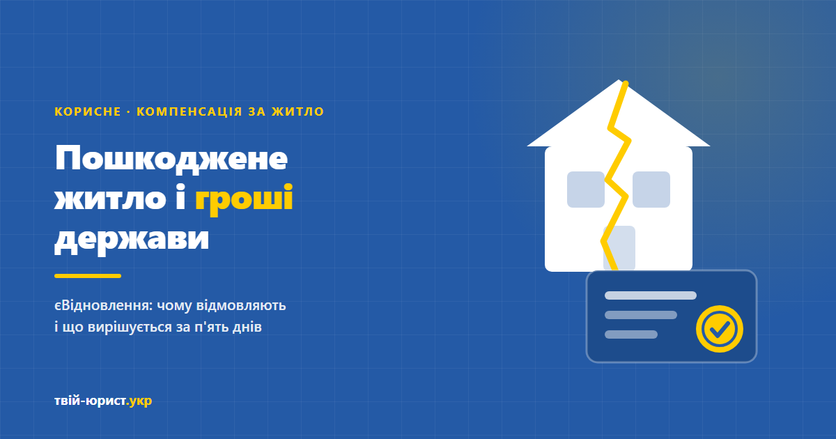 Компенсація за пошкоджене і зруйноване житло за програмою єВідновлення: категорії, строки, оскарження