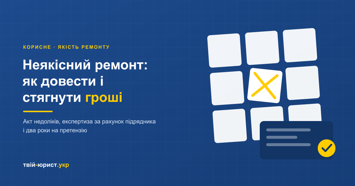 Неякісний ремонт — як зафіксувати недоліки і стягнути гроші