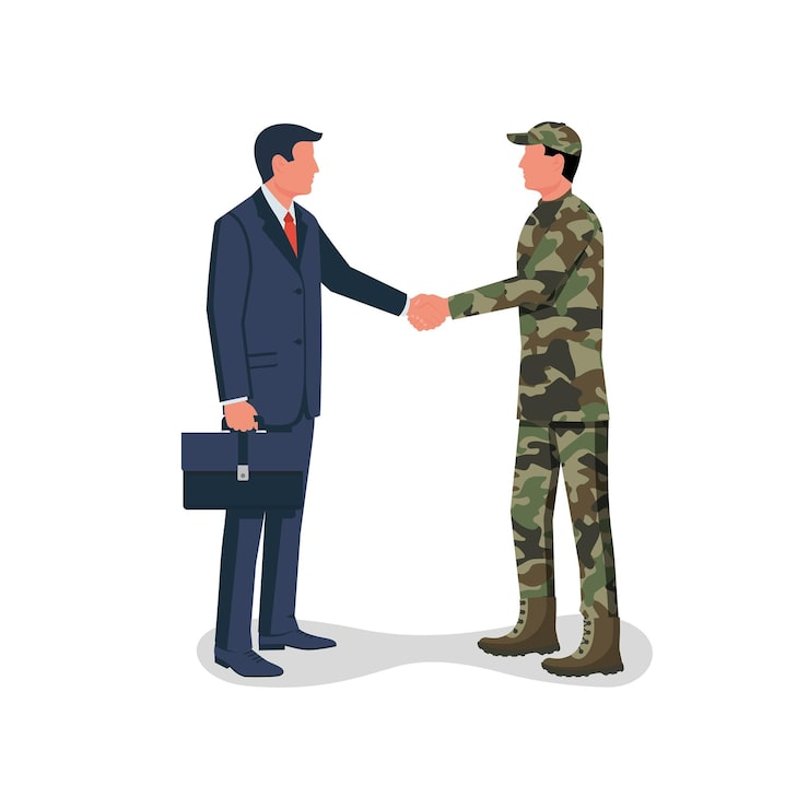 handshake businessman soldier sy